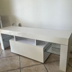 White TV Stand With Storage