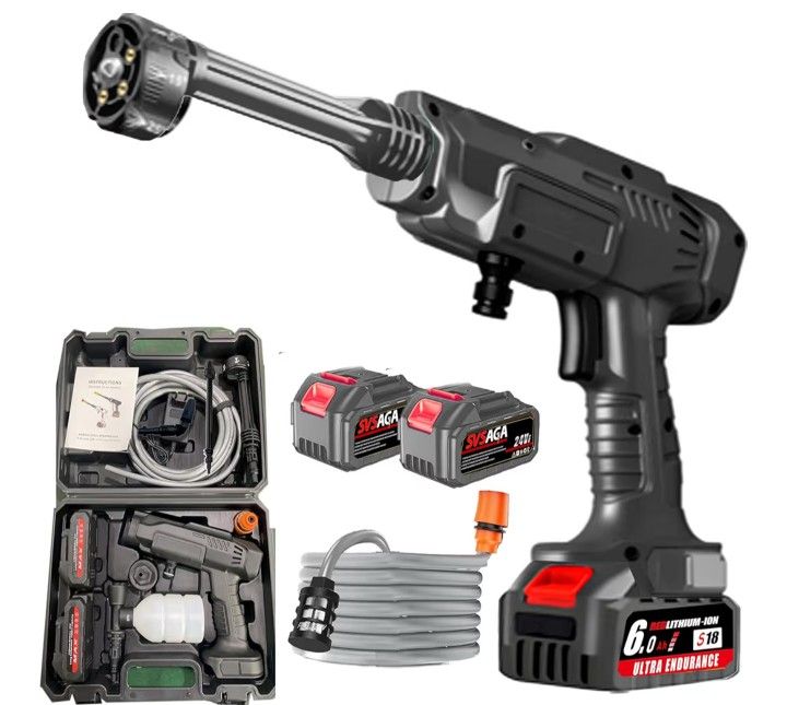 Portable Cordless Pressure Washer 1100 PSI - 24V Handheld Battery Powered Power Washer with 2 4.0AH Batteries and Charger, 180° Swivel Sprinkler Nozzl