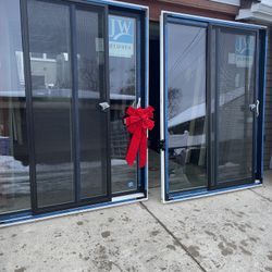 New Patio Door Jeld Wen Black Outside White Inside Size W59.1/2,h 79.1/2.  $650 Each.  Opening Universal Left Or Right. 