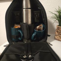 Picnic Time Portable Coffee Bar Backpack W Insulated Thermos Travel Work 12" x 9.5"