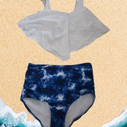 2 Pieces Set Swim Suite Ocean Theme Bikini Sexy Lady