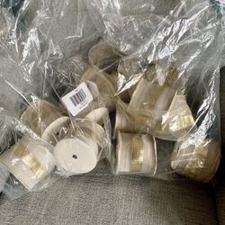 30 Yards (approx) Of White And Shiny Gold Wire Ribbon From Molbaks
