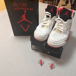Air Jordan 5 Fire Red Vintage Mens Size 10 White Red Leather Athletic Shoes Rare