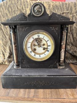 Black Marble Brocot Mantel Clock 1800’s PC Abbott Jeweller Hobart France Antique