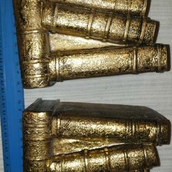 Vintage Gold Leaf Look Books Pair of Resin Bookends CBK Ltd. 1997 China