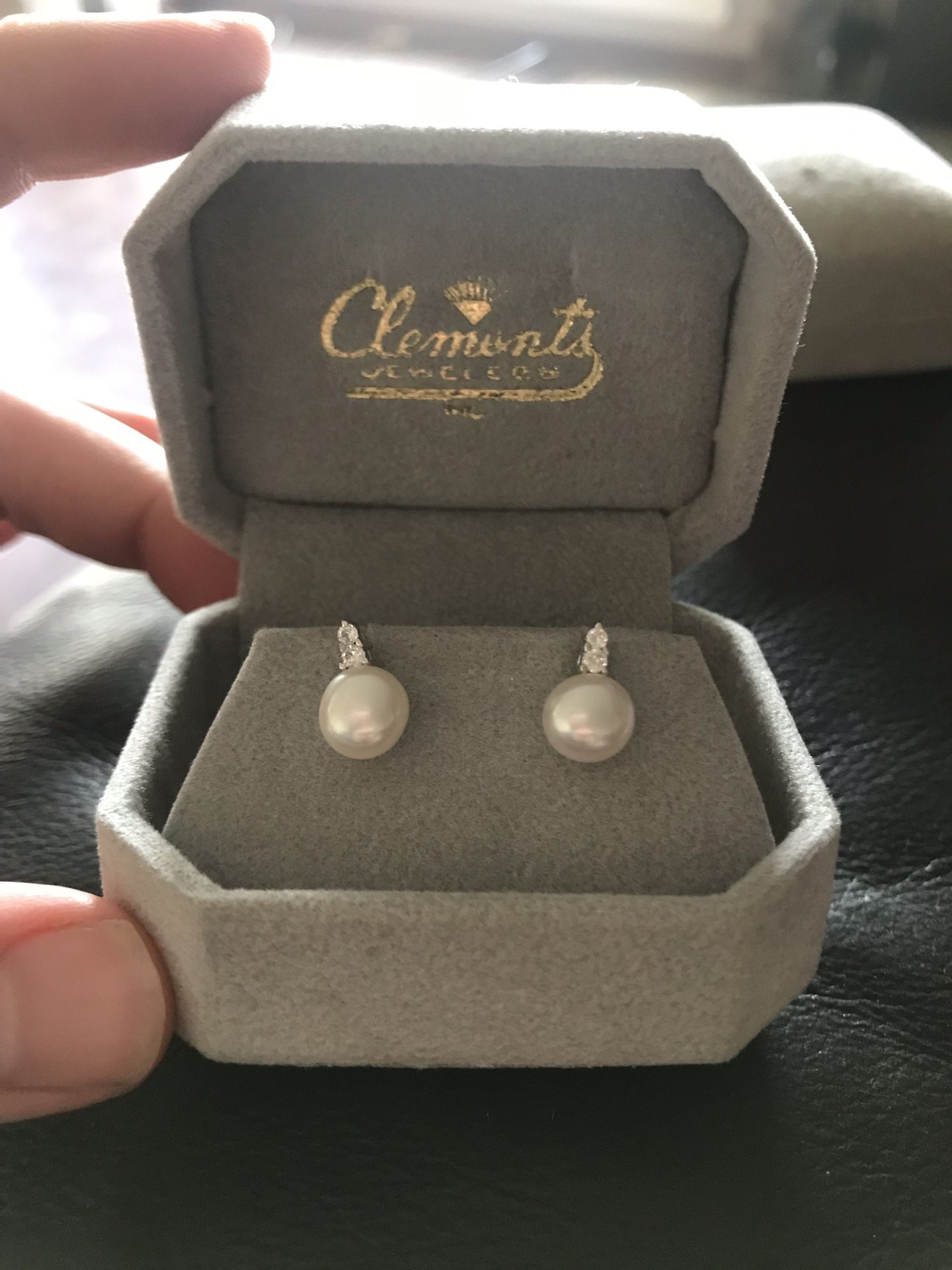 Pearl diamond earrings