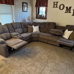 FREE DELIVERY 🚚 INSTALLATION - Brown Corduroy Living Room 3-Piece Intelli gent Recliner Sofa Set