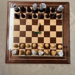 Walnut Chess Board With Pieces