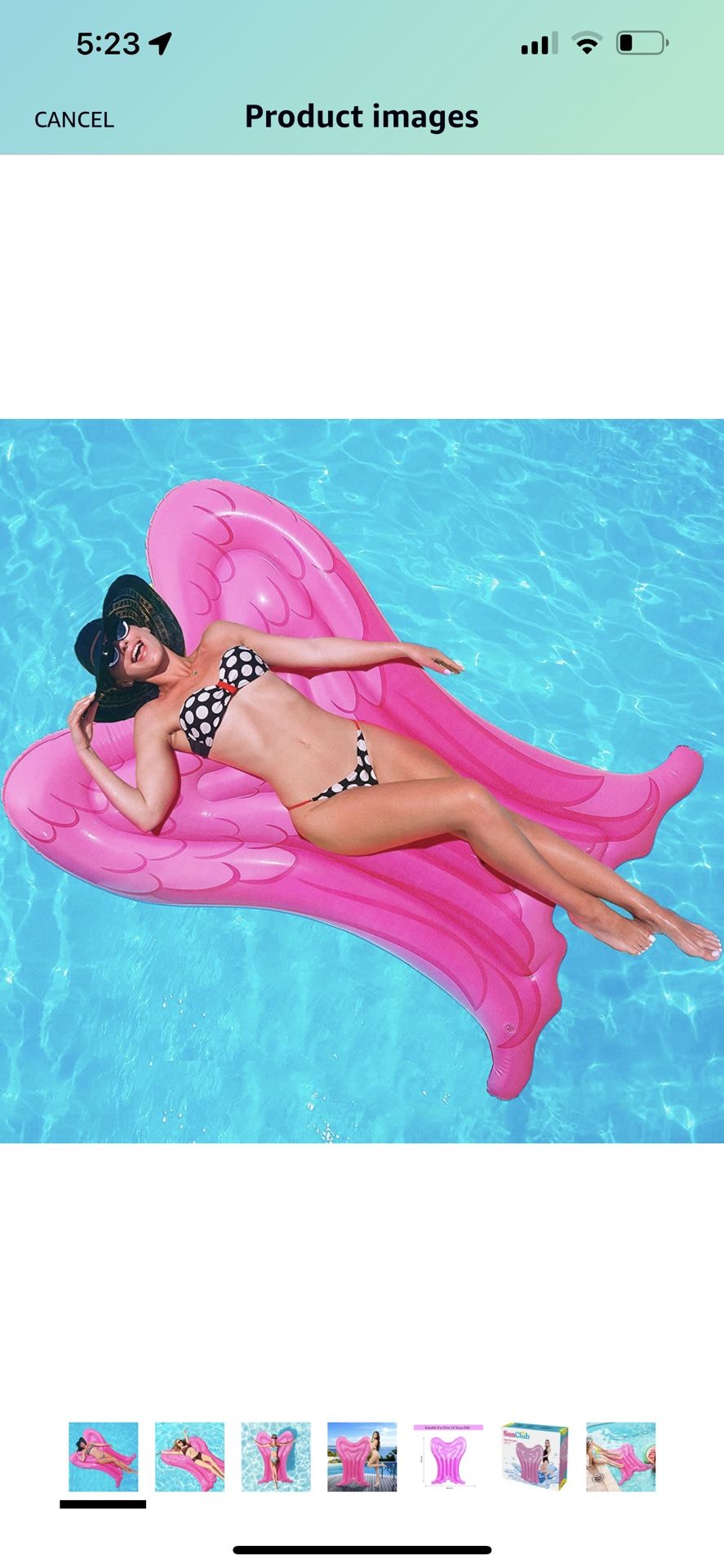 Giant Angel Wing Pool Float, 2 Independent Airbags, Safe, Easy to Fold, Carry, Red Swimming Party Pool Water Toys, Beach, Swimming Pool, Inflatable Ra