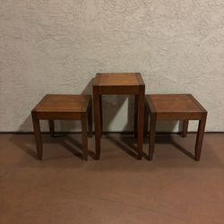 One Set of 3 Solid Wood Side Tables from Crate & Barrel