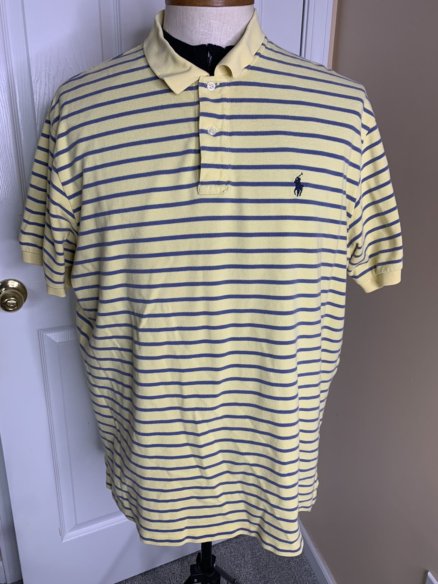 Polo Ralph Lauren Mens Sz 2XL XXL Yellow Striped Pony