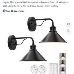 Battery Wall Sconces, Non Hardwired Classic Wall Lights, Black Metal Wireless