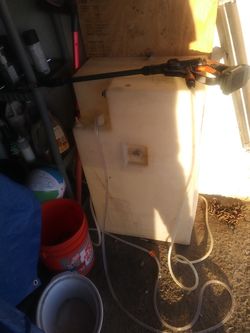 Wash your car or whatever from your garage 40 gallon tank cordless power washer with charger and exstra long hose tank does. Not leak all.