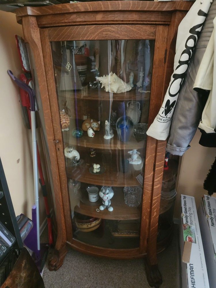 Antique China Cabinet With Lions Feet