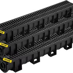 Trench Drain System with Plastic Grate, 5.9x5.1-Inch HDPE Channel Drainage for Garden, Driveway - 6 Pack 216*