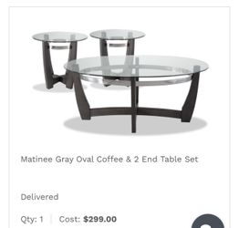 Coffee Table + 2 End Tables Set (Glass Top, Modern) โ Great Condition