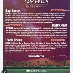 COACHELLA WEEKEND 2 WITH SHUTTLE PASSES $900 Each