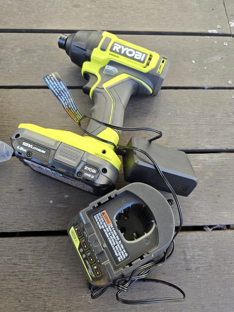Ryobi ONE+ 18V Cordless 1/4 in. Impact Drill/Driver Kit with (1) 1.5 Ah Battery and Charger