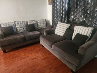 Gray Fabric Sofa and Loveseat Set