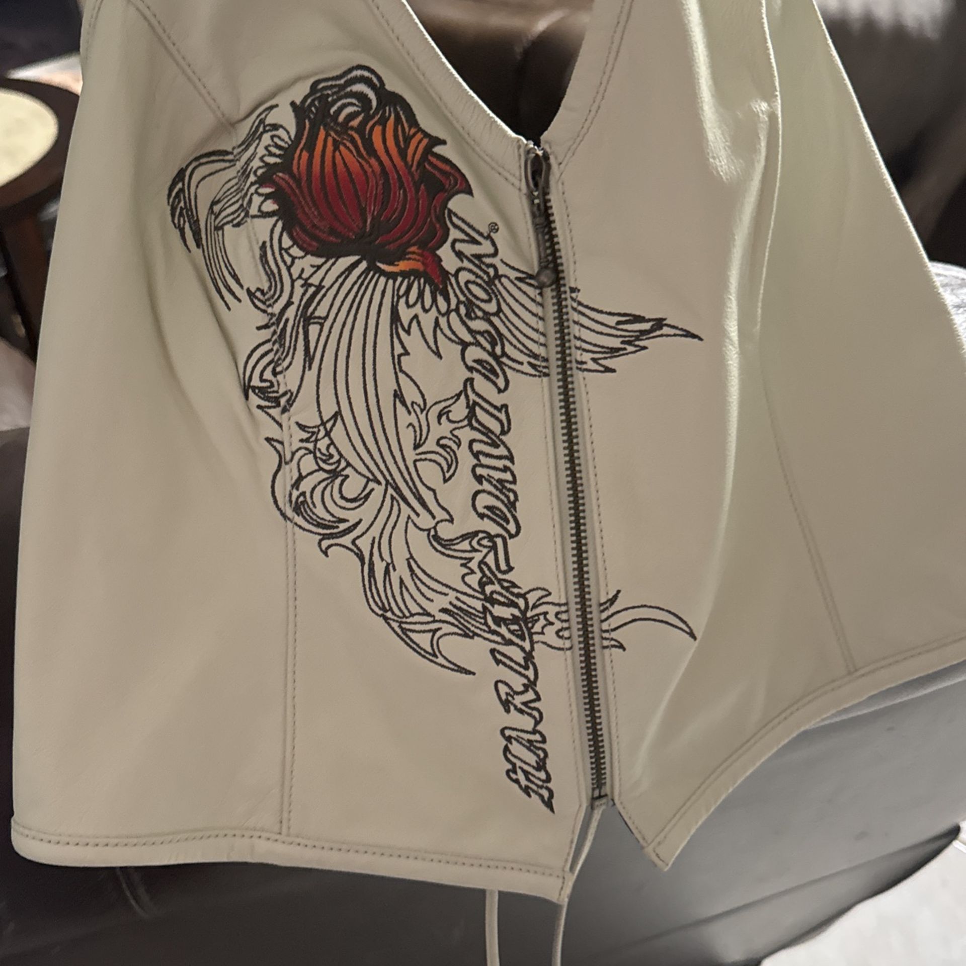 Harper Davidson Authentic Leather Halter Top. Zip Up From Place Up Back