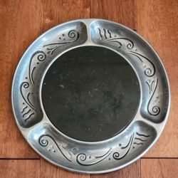 Vintage Lenox Spyro Cheese Board Metal /Stone ~11.5" 