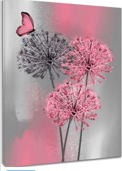 Pink & Grey Dandelion Butterfly Canvas Wall Art – 16" x 20"
