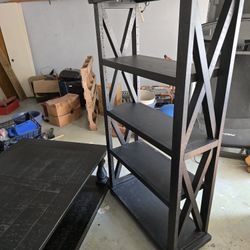 🖤 Black Wood Coffee Table + Matching Shelf – Rustic / Modern Set 🖤