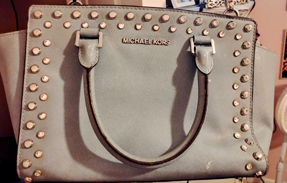 Light Blue Rhinestone Michael Kors Purse