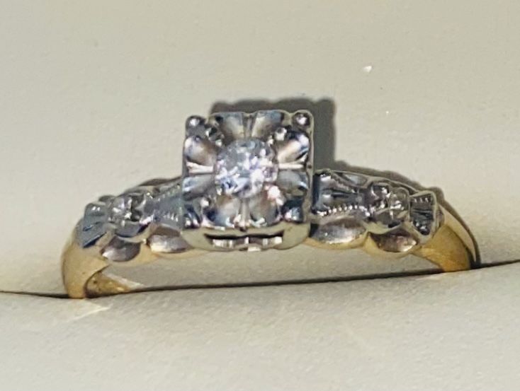 14k Gold And Silver Engagement Ring Size 7