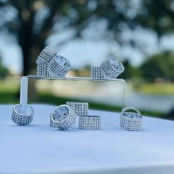 Rhinestone Napkin Rings Set Of 10