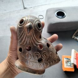 Hand crafted pottery owll candle holder