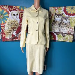 Tahari Arthur S. Levine Yellow Skirt Suit