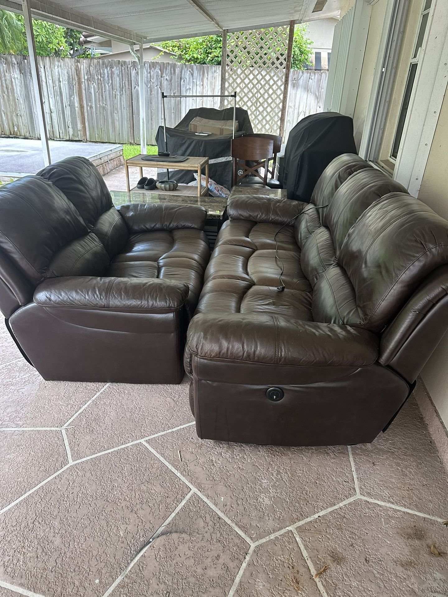 Leather Sofa Set With Tables