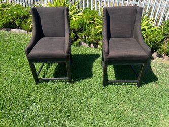 Set of 2 Dark Brown Upholstered Counter Stools