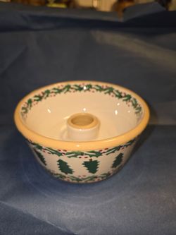 POLISH POTTERY Christmas Holiday Reversible Candle holder. 0903806