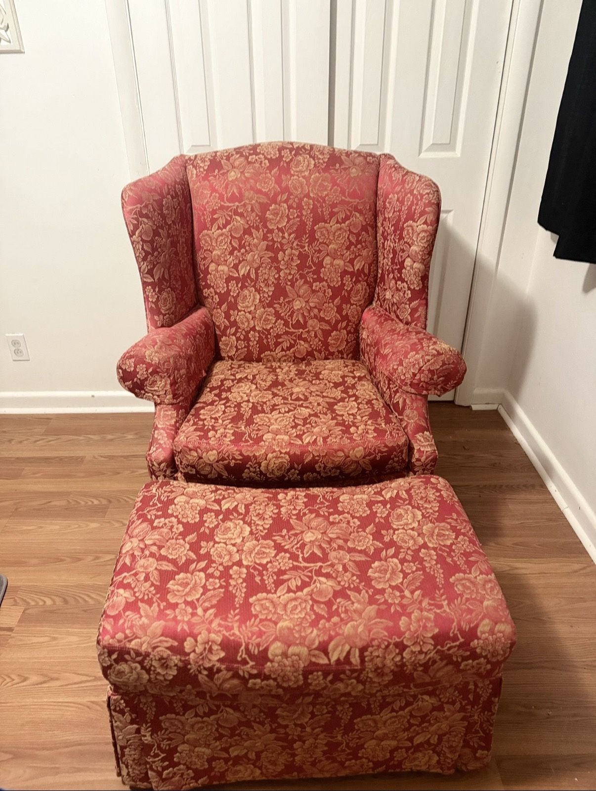 Drexel Heritage Wingback Chair With Ottoman