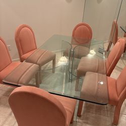 Glass Table With 6 Chairs For Sale 