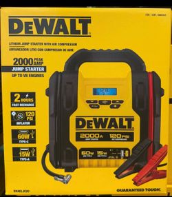 Dewalt 2000 Amp Lithium Jump Starter with Air Compressor USB Power Bank