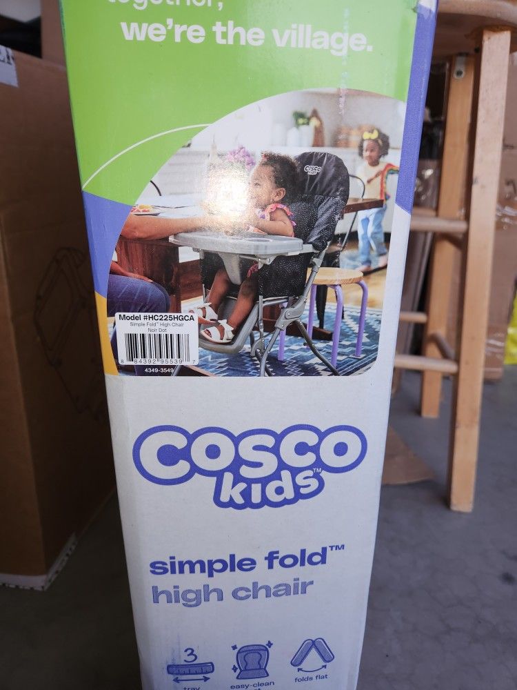 Cosco Simple Fold Full Size High Chair With Adjustable Tray, 28.5x23.5x38.7 Inch