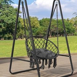 Brand New Unused Unassembled Swing Frame With Extra Large Swing Chair With Tassels