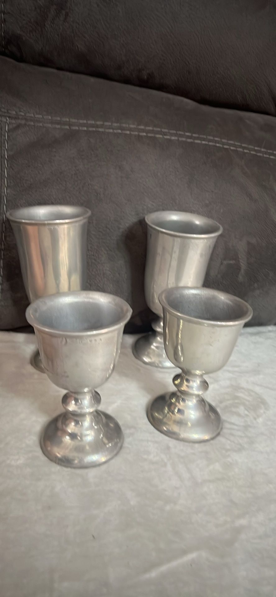 Vintage Milton Pewter Water/wine Glasses (4)