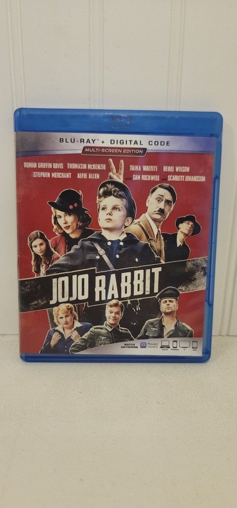 $5 BLU RAY MOVIE. JOJO RABBIT. BLU RAY ONLY. NO DIGITAL. $5 OR TRADE FOR A MOVIE TITLE I DO NOT ALREADY OWN.