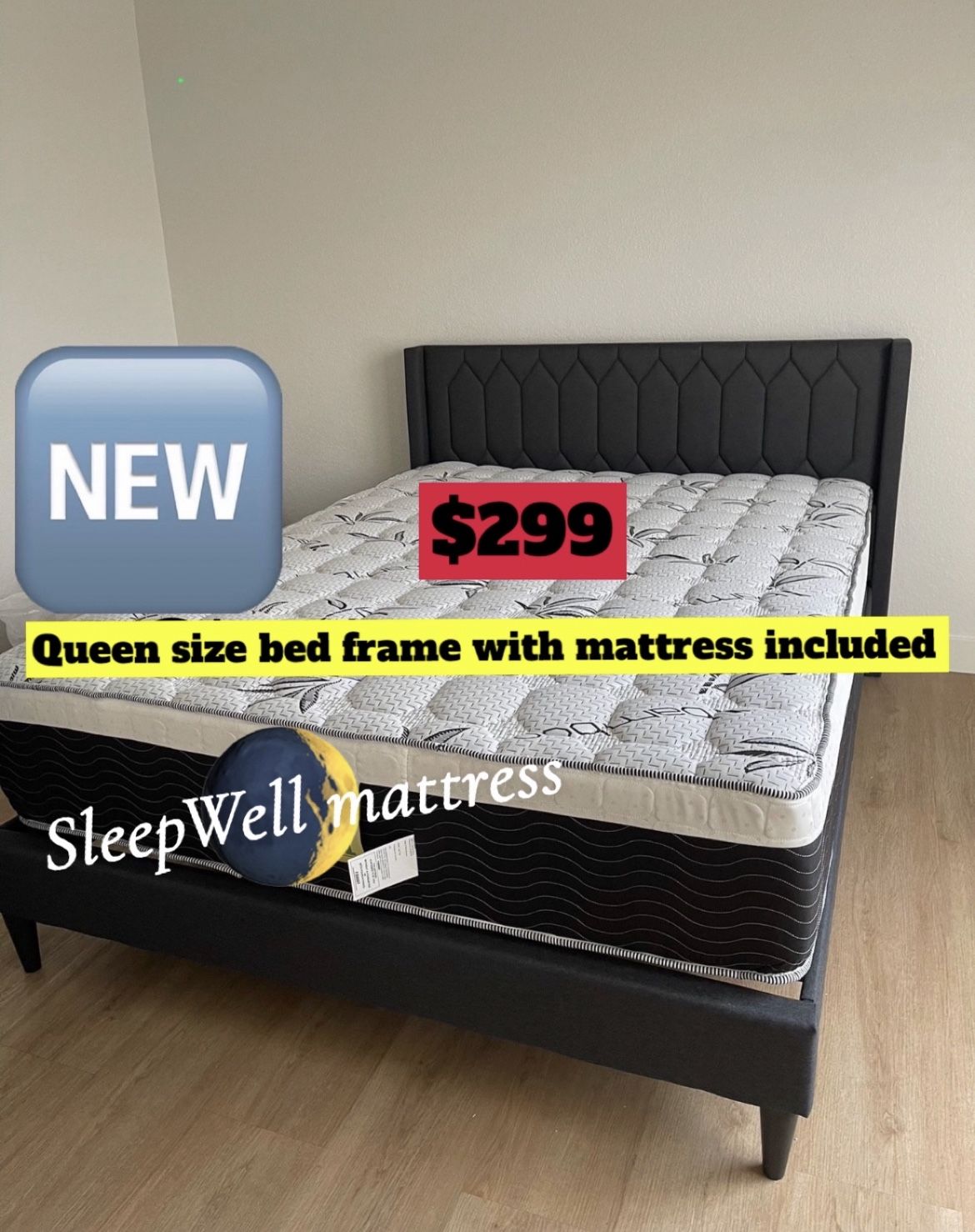 Queen Size Bed Frame With Pillow Top Mattress Included 