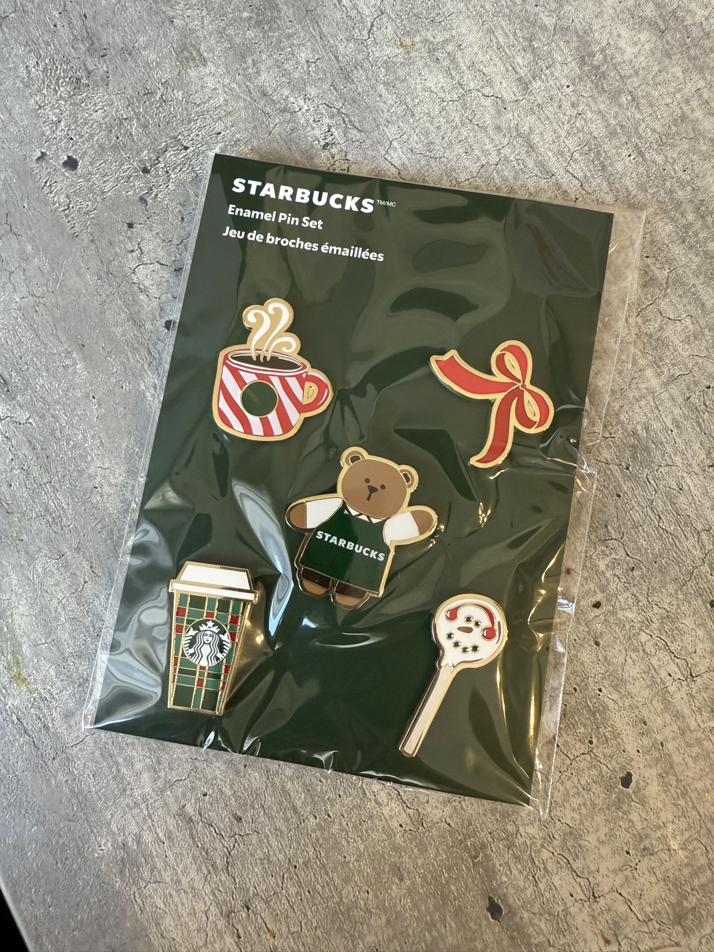 NEW Starbucks 2025 Holiday Enamel 5 Pin Set & Starbucks Bearista 3 Pin Set