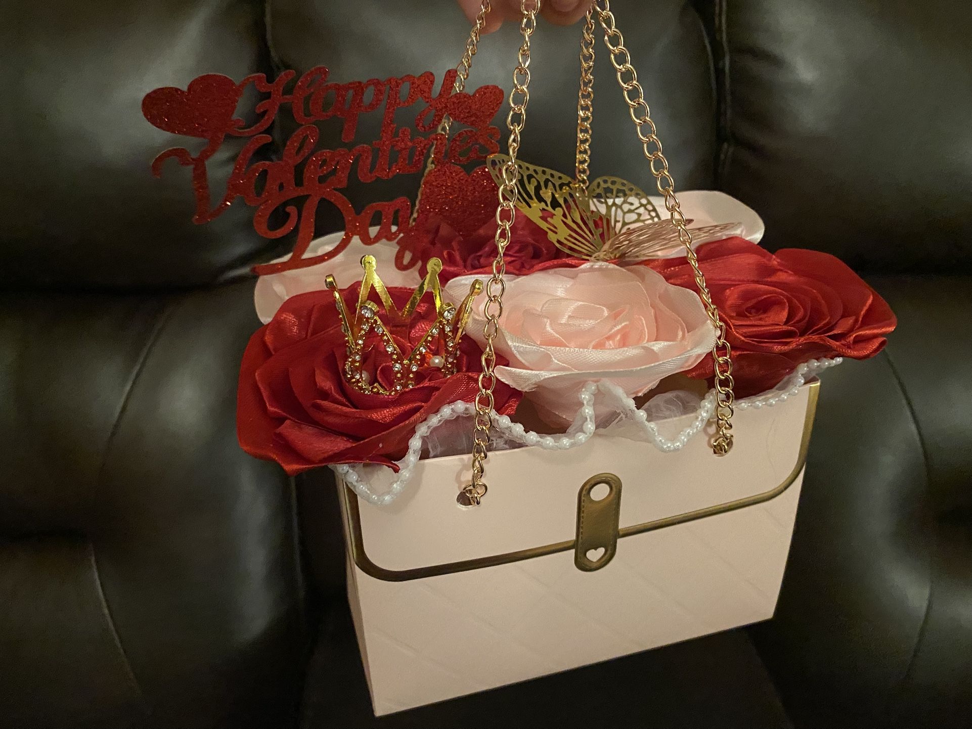 Valentine’s Day Eternal Rose Purse Bouquet