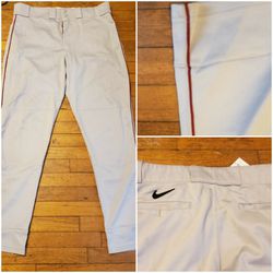 Nike Baseball Pants (Gray w/ Crimson Piping)