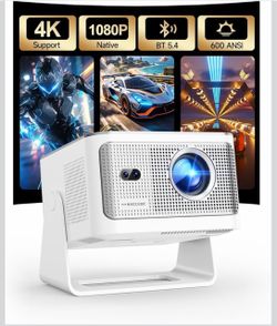 HY350MAX Mini Projector, 600 ANSI, 4K Support, Auto Focus Native 1080P Mini Portable Easy Setup 4-in-1 Auto WiFi 6 •BT5.4 • Android14 Movie Projector 