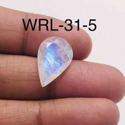 White Rainbow Moonstone Facetted Cut Stone Pear Shape Gemstone-WRL-31-5