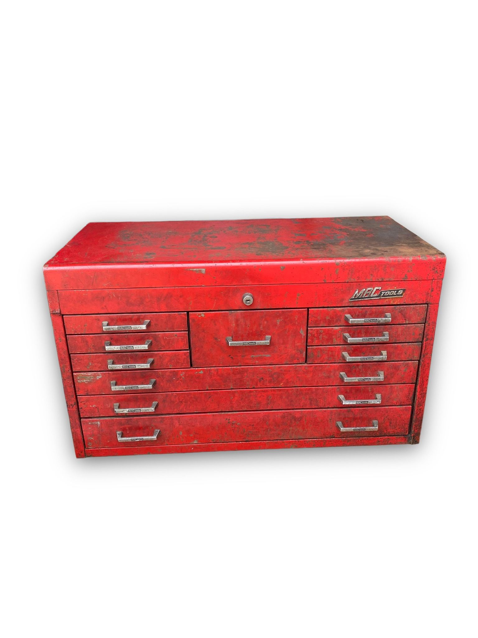 Vintage Mac Tool Box Mechanics Top Shop Chest Lift Top W/ 10 Drawers