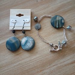 Silver 925 Bracelet And Earring Set